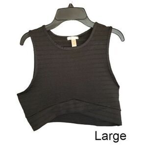 NYC Women's Crop Top Designer Black Large NWOT